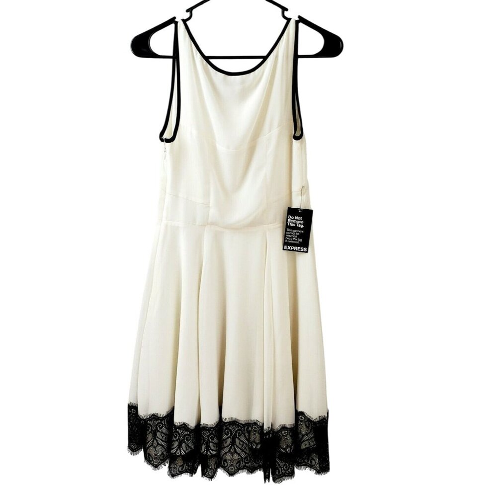 Express Women's Fit & Flare White Black Dress Size 2 NWT $ 88.00 - Picture 6 of 9